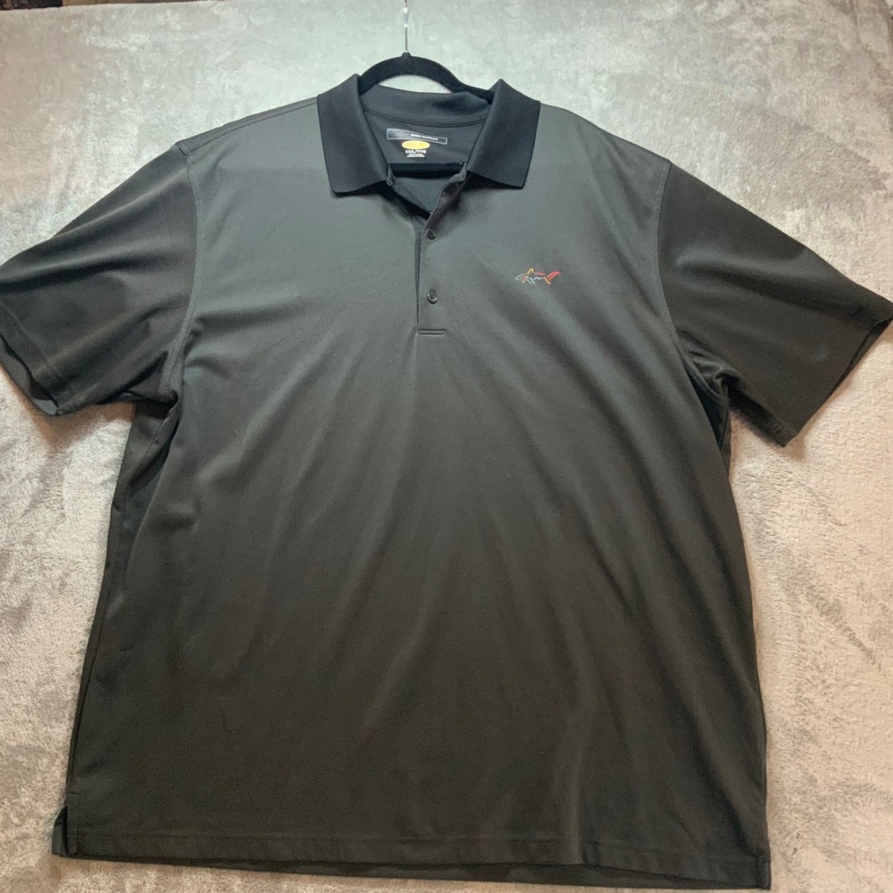 Greg Norman Play Dry Mens Polo Shirt XXXL Charcoal Gray Black Collar Golf Shark - Picture 4 of 10